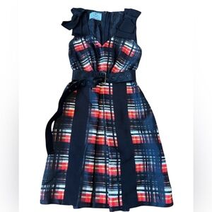 Prada Plaid Sleeveless Dress black red 2015